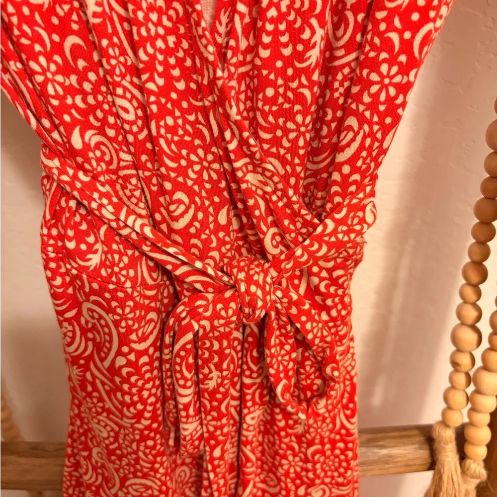 Boden Red Paisley Wrap Midi Dress - Picture 2 of 5